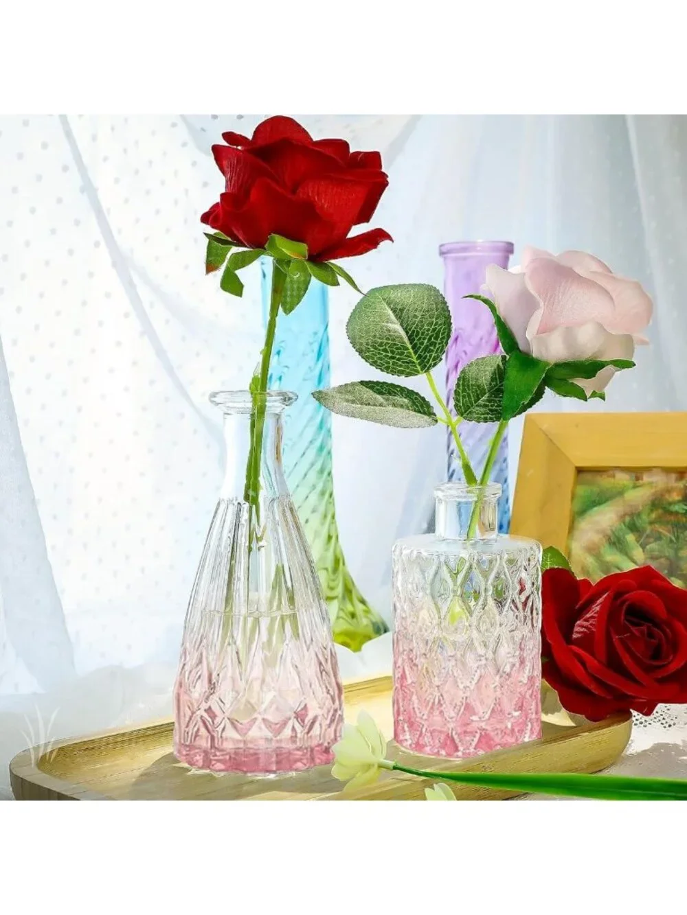Set of 20 Pink Mini Glass Bud Vases - Vintage Floral Decor for Weddings & Home